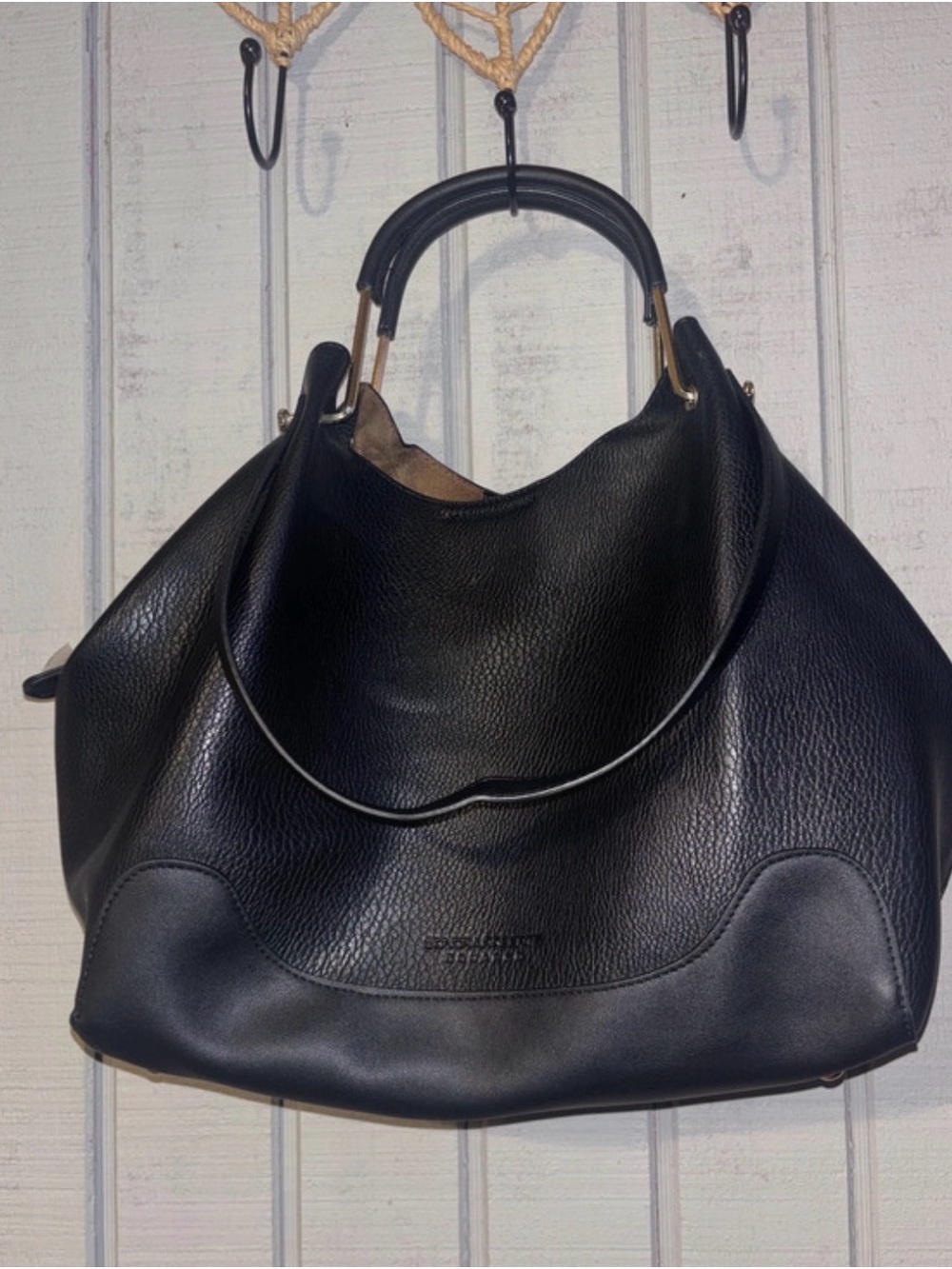 Sondra Roberts Black Leather Hobo Bag